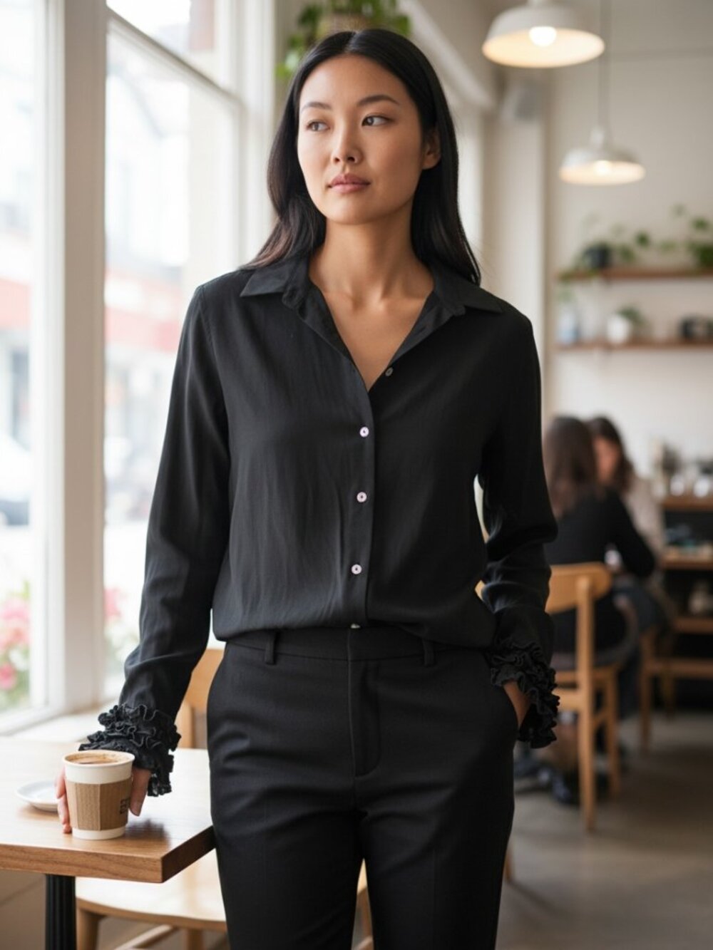🖤 Romeo Gigli Black Button-Down Blouse